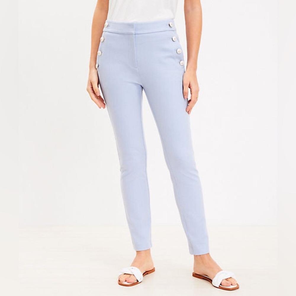 Loft Sutton Skinny Sailor Pants - Textured Blue